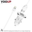 Kép 2/3 - YOOUP C01 Lasting Power kettős USB portos autós töltő (fehér)