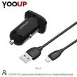 Kép 4/4 - YOOUP C01 Lasting Power kettős portos autós töltőkészlet (Lightning, fekete)