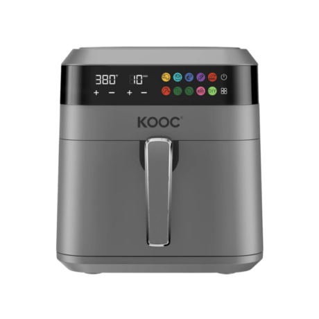 KOOC XL Giant Air Fryer, 6.5 L, LED Touch Screen Digital Display, 10 in 1, Customized Temperature/Time, Non-Stick Basket, Gray KAF650