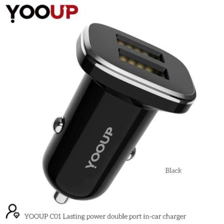 YOOUP C01 Lasting Power kettős portos autós töltő (fekete)