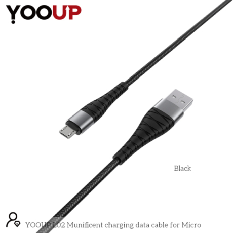 YOOUP L02 Munificent töltő adatkábel Micro-USB (fekete)